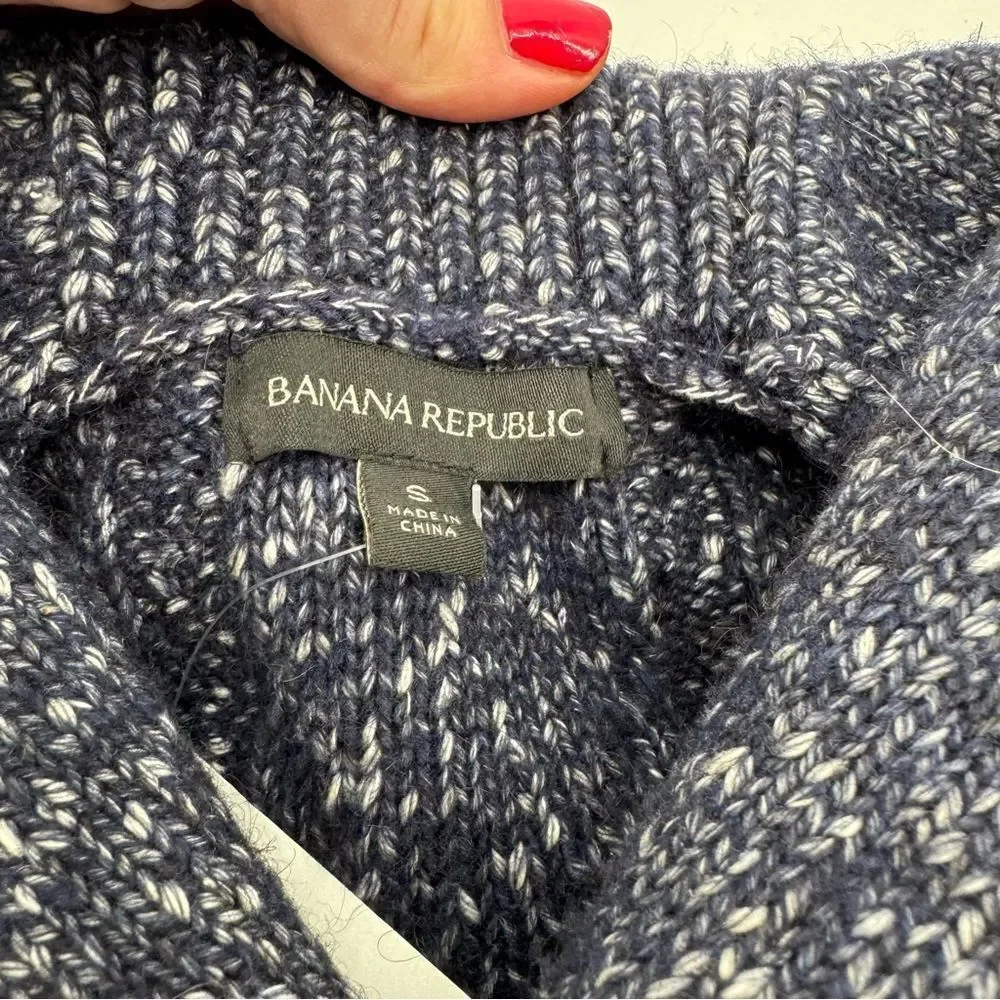 NWT Banana Republic Yak Hair Blend Cable Knit Shawl Pulllover Preppy‎ Sweater S